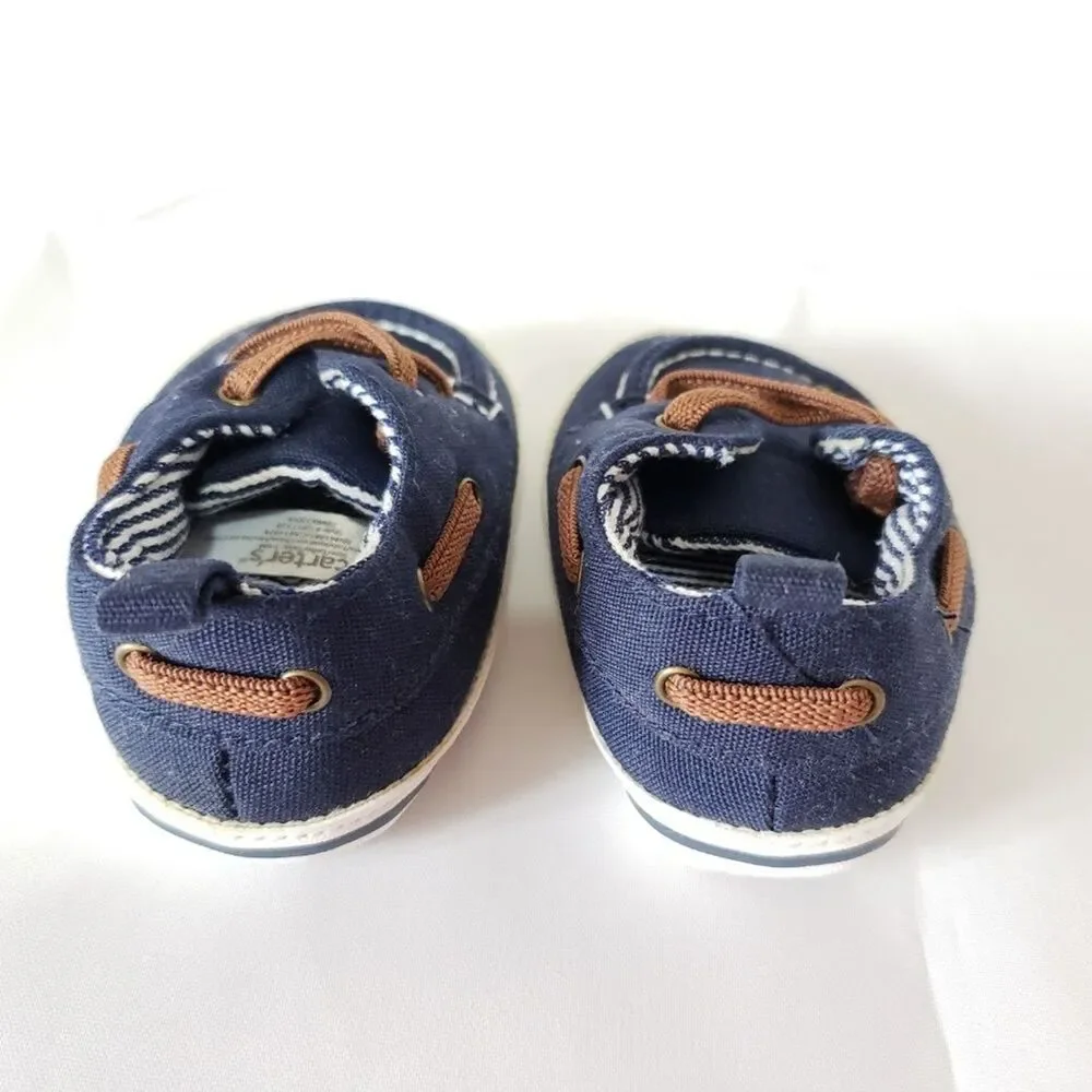 Carter's Baby Boy 3-6 Months Navy Blue Canvas Slip-On Shoes Crib Shoes